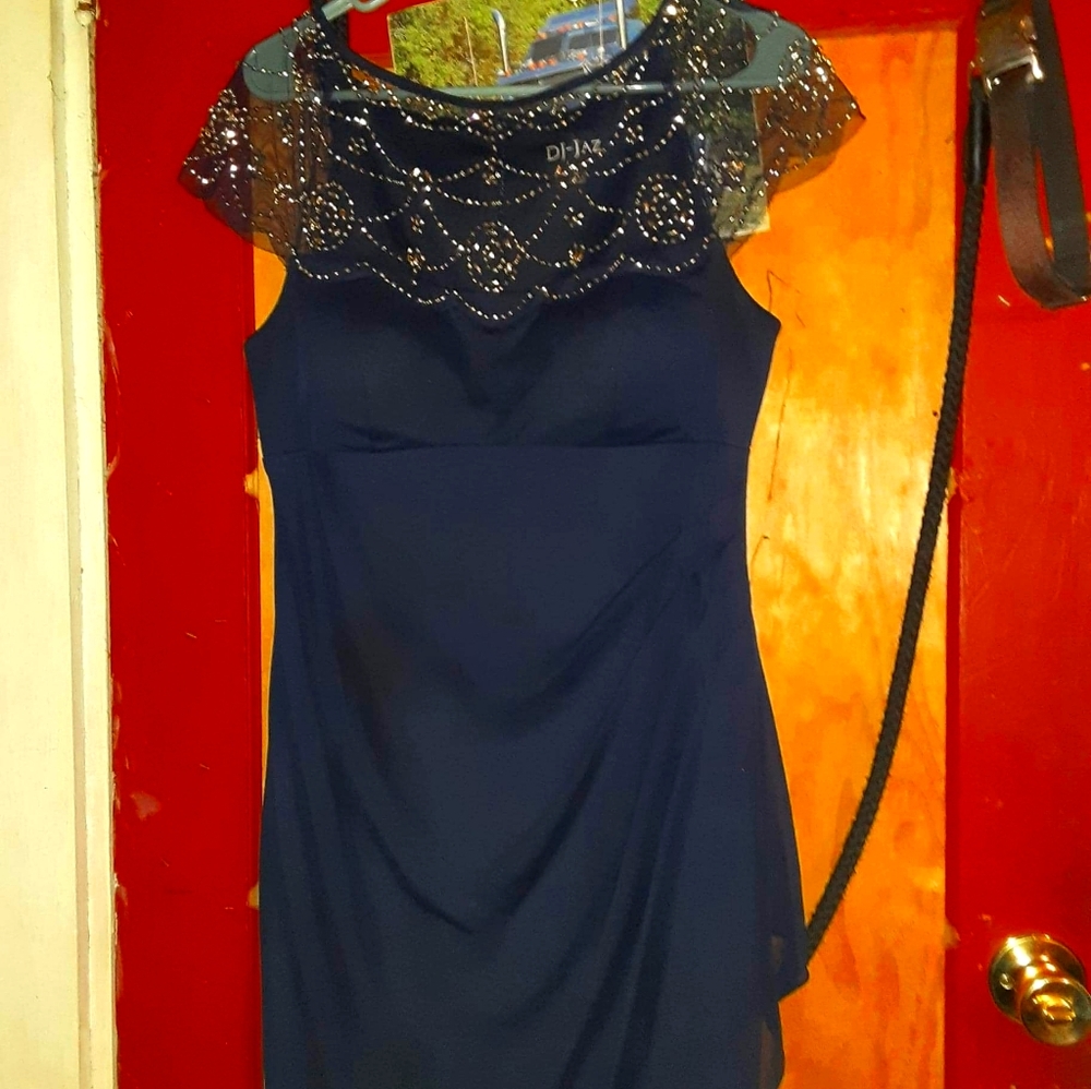 A navy blue dress